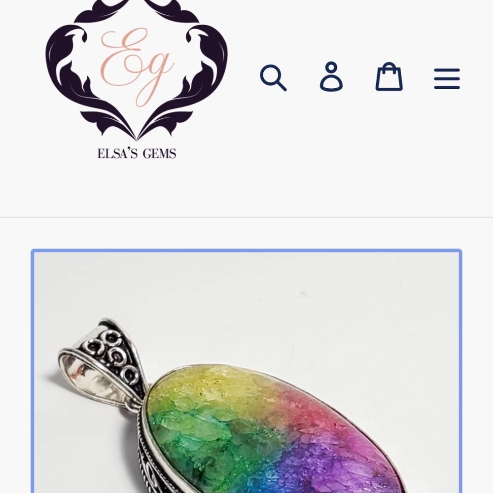 Rainbow Solar druzy vintage silver pendant